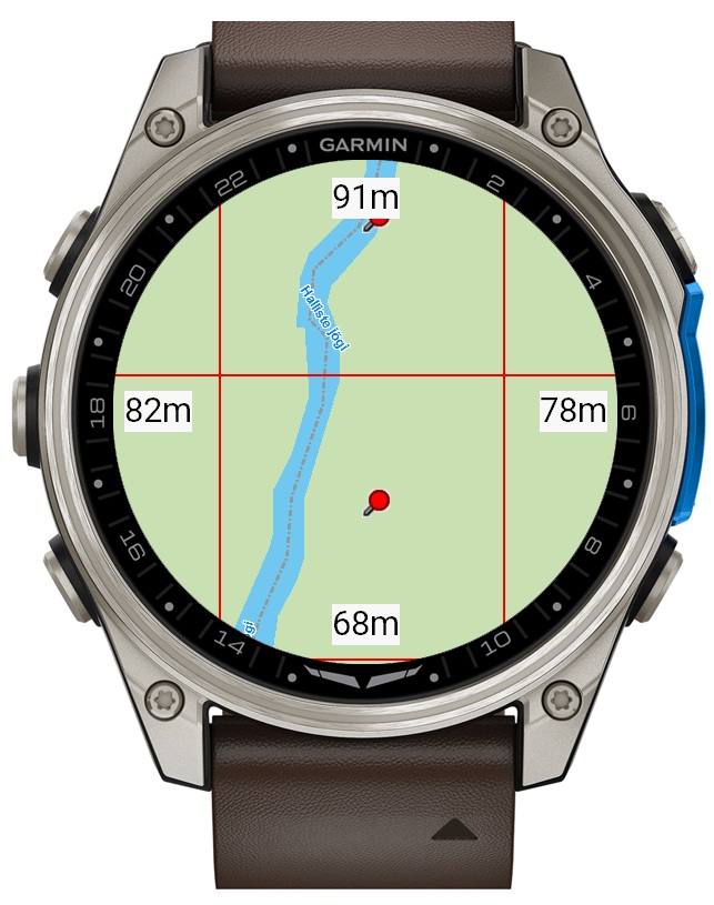 A standard view including the distances to adjacent tiles